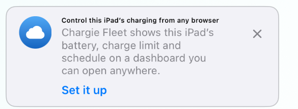 The Chargie Fleet card on the app's control screen