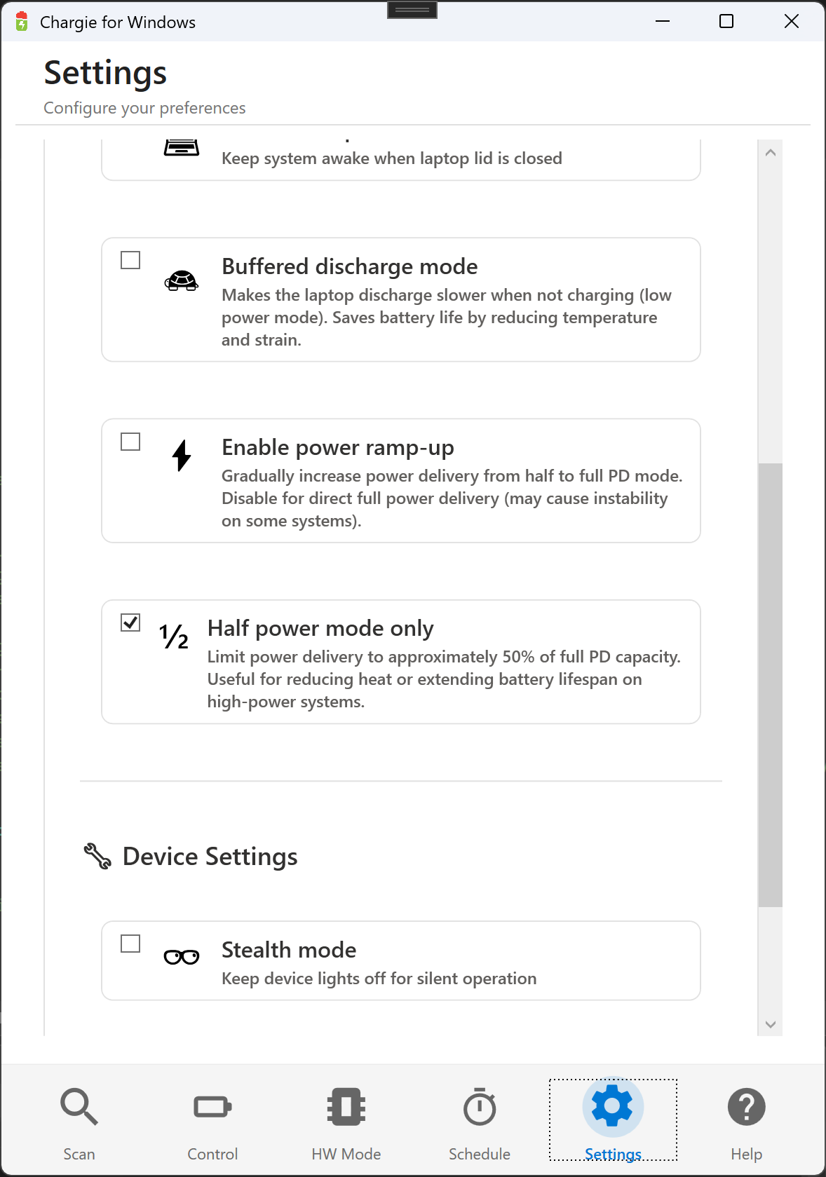Power Settings