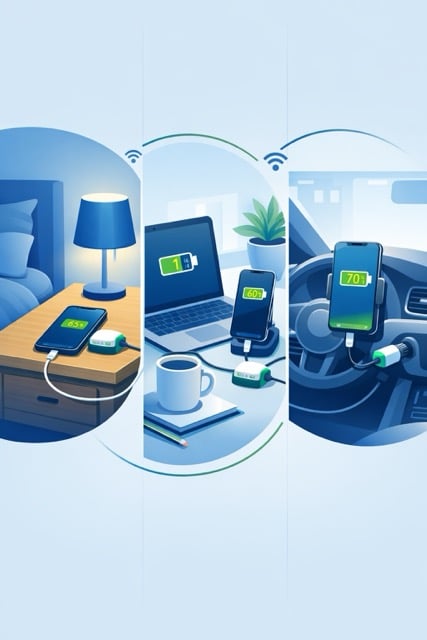 Chargie devices at home, office, and car