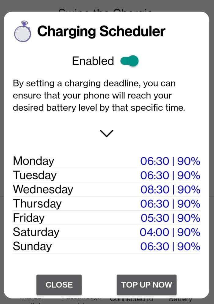 Chargie - smart phone charging limiter and scheduler