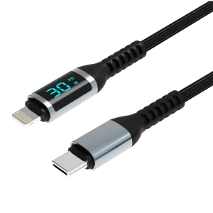 30W USB-C to Lightning Smart Cable with Power Display, 1.2m
