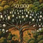 Aerial view of green forest with charging cable shaped like a tree growing device icons, environmental sustainability