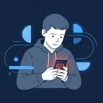 Person experiencing battery anxiety looking at a smartphone with a low battery icon around 28 percent