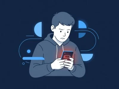 Person experiencing battery anxiety looking at a smartphone with a low battery icon around 28 percent