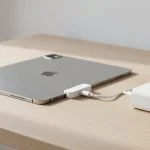 iPad charging through a Chargie C Basic USB-C charge limiter on a desk