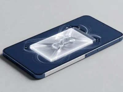 Smartphone with a futuristic solid-state battery cell glowing inside