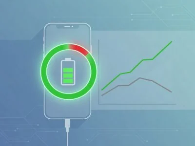 Battery gauge capped at 80 percent with a health graph showing longer lifespan versus charging to 100 percent