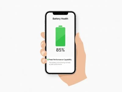 An iPhone displaying the iOS Battery Health settings screen, showing an 85% capacity indicator and peak performance capability status