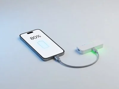 Chargie USB-C charge limiter with phone at 80% battery