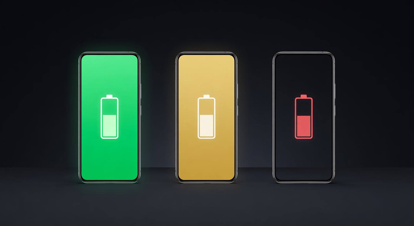 Phone battery health comparison at 2 years: 92% with slow charging and 80% limit vs 78% with fast charging vs 70% with ultra-fast charging