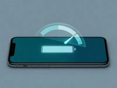 Smartphone showing battery percentage with a digital fuel gauge slightly misaligned from the real battery, illustrating why battery calibration is needed