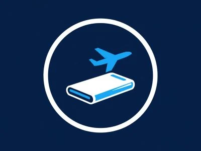 Power bank and airplane illustration representing 2026 airline battery rules