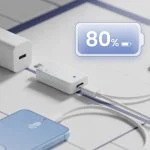 USB hardware charge limiter dongle capping charge at 80% for a phone and tablet