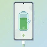 Android phone charging capped at 80% with battery protection shield icon